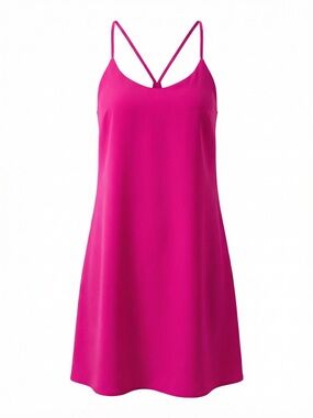 Skies Are Blue Women Small Hot Pink Fuchsia Strappy Mini Dress Lined Barbiecore